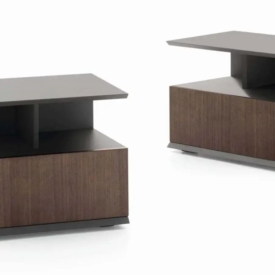 Superior Ditre Italia Eric nightstand crafted in lacquered particle board with dark browns and greys plus a wooden-front door