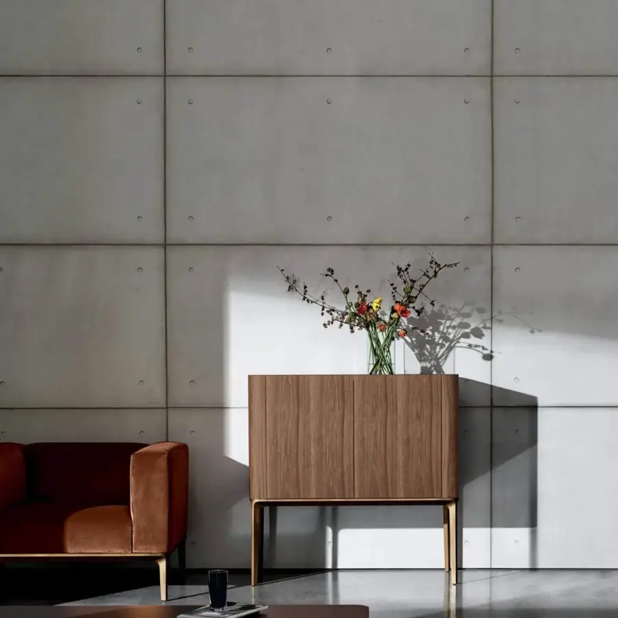 Superior Sovet Italia Madia Slim sideboard in mdf veneered Canaletto walnut with smooth medium brown finish