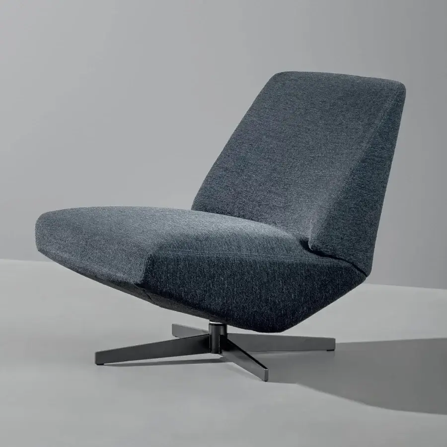 Distinguished Bonaldo Sleek Lounge Chair with dark gray textile and sleek metal structure exhibiting a matte finish