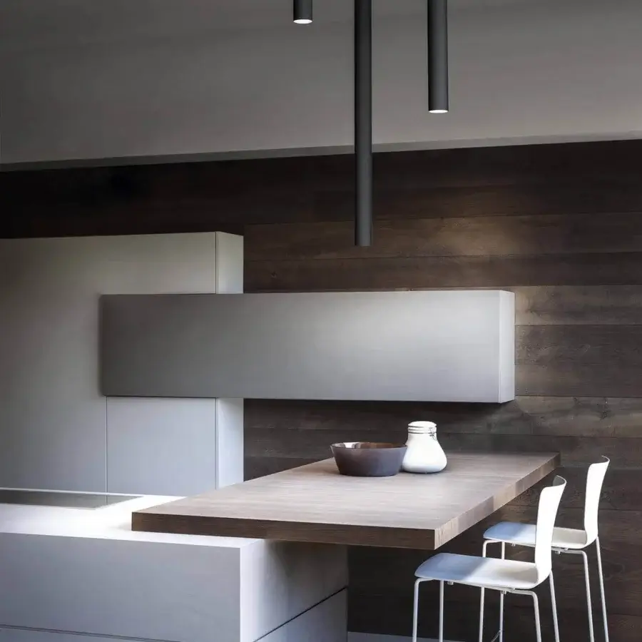 Elegant Lodes A-Tube ceiling lamp, a minimalist fixture with dark metal tubes and matte black finish