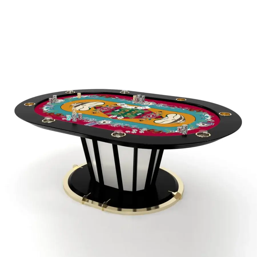 Exceptional Vismara Desire poker table with a padded playing surface and lacquered edges in a contemporary design
