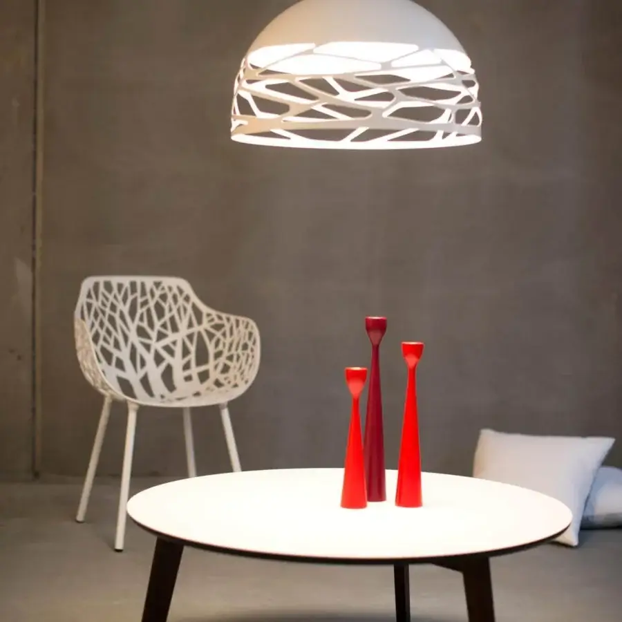 Exclusive Lodes Kelly Dome suspension lamp with a high-end metal structure and refined glossy white glass diffuser