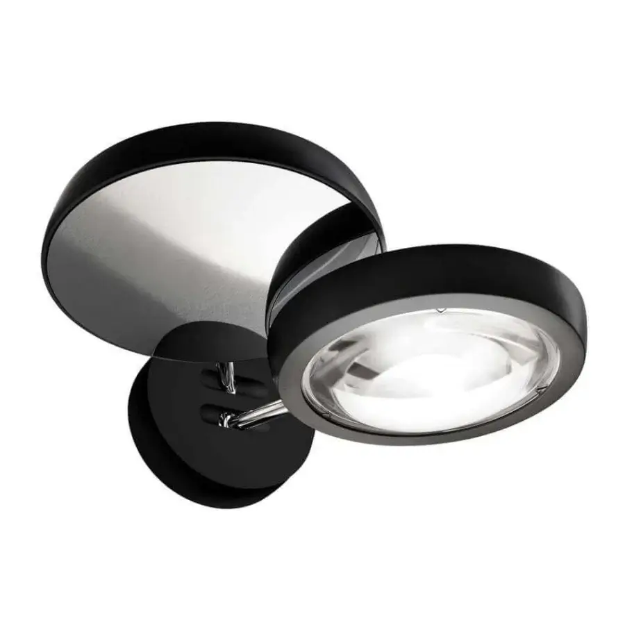 Distinguished Lodes Nautilus wall lamp with curved lines and minimalist construction in matte black metal