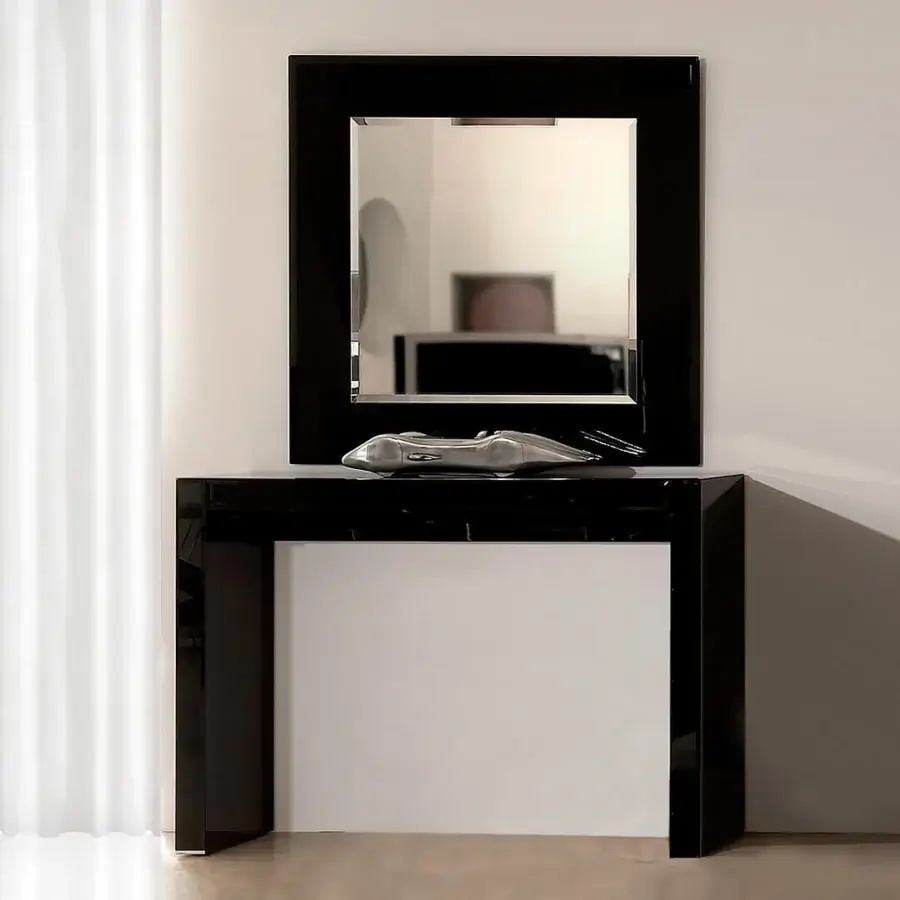 Exclusive Reflex Avantgarde console crafted in glossy lacquered wood with bevelled lacquered glass enhancing a contemporary aesthetic