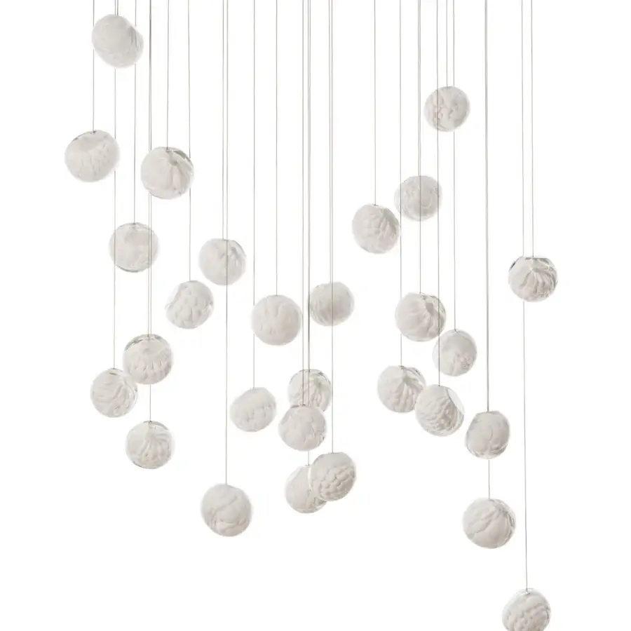 Exceptional Bocci 118 Random suspension lamp with textured white diffusers and powder-coated canopy