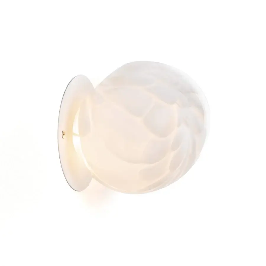 Superior Bocci 118 wall/ceiling lamp with feather-like opal glass forms and refined brass-finish base