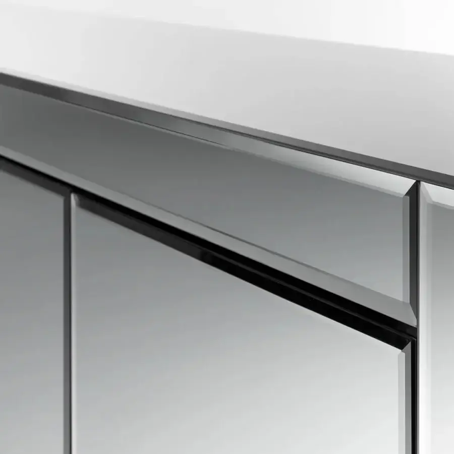 Superior Reflex Avantgarde sideboard with smoked mirror glass and push-pull doors creating a sleek reflective surface