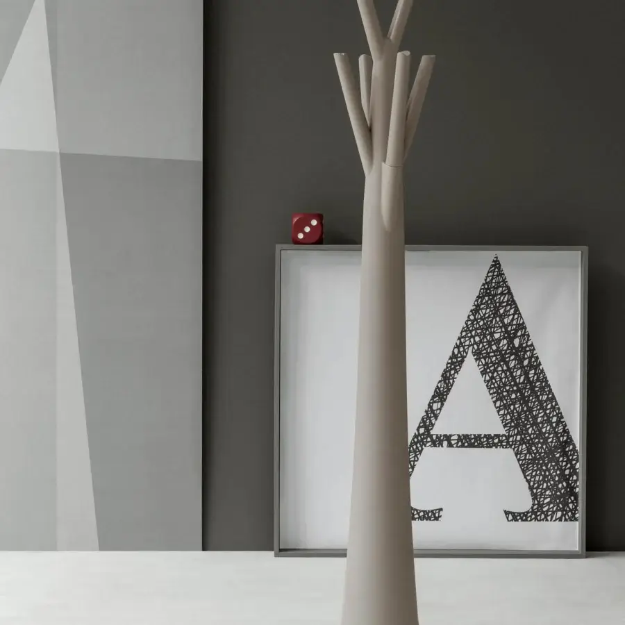 Exceptional Bonaldo Tree coat stand crafted in matte polyethylene with a light gray finish and organic silhouette
