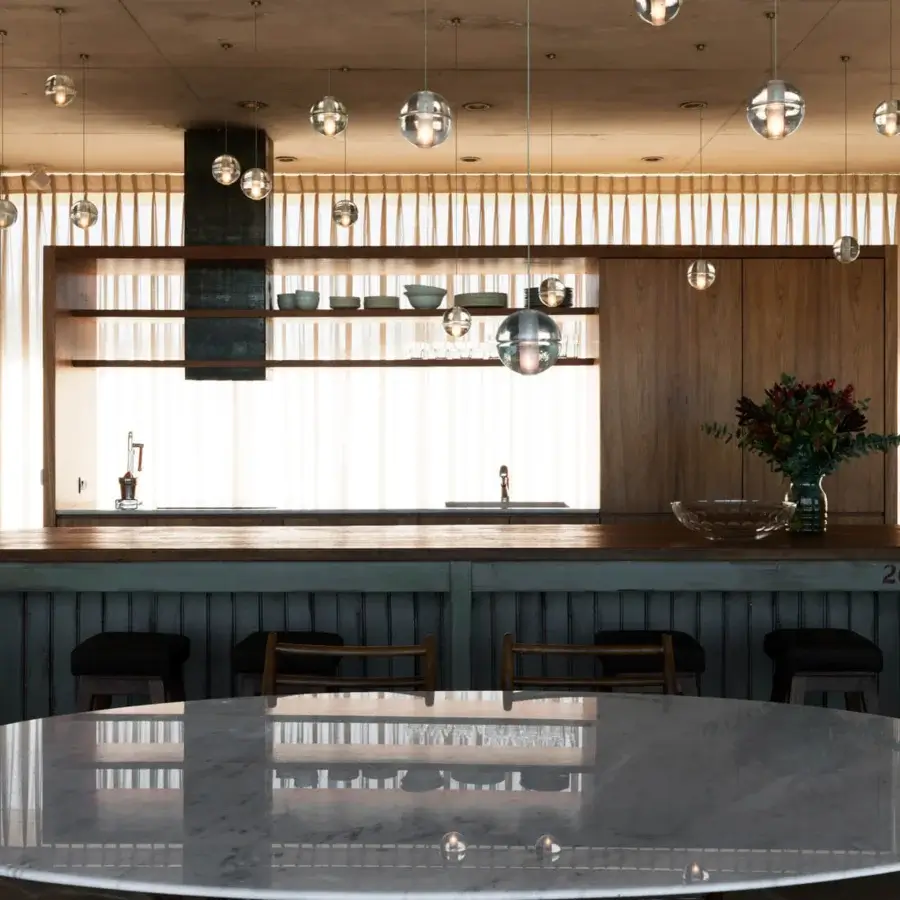 Exceptional Bocci 14 Single Pendant suspension lamp with a spherical clear glass shade and smooth glossy finish