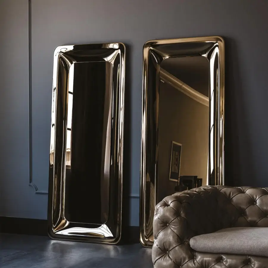 Lavish Cattelan Italia Glenn mirror with bronze glass frame and rounded corners offering gilded glamour