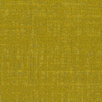 Mustard yellow woven fabric sample with a dense, square grid texture and mottled tonal variations, presented for material detail.