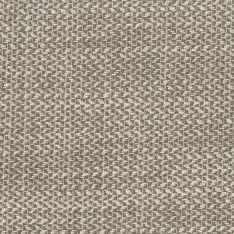 Beige woven fabric sample with heathered texture, dark brown threads, dense canvas-like construction, matte finish, and “mariani” label.