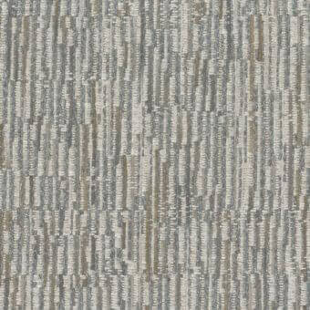 Mariani Elettra fabric sample, muted beige and gray woven textile, dense vertical texture with subtle gold highlights.