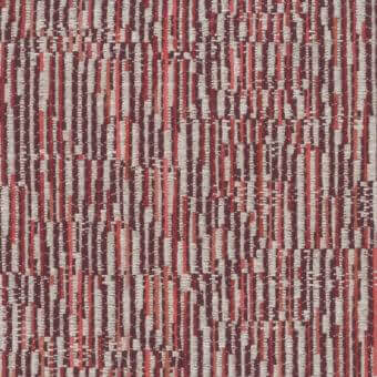 Burgundy coral striped textile with woven texture, vertical pattern, granular surface, matte finish, neutral background, Mariani Elettra fabric.