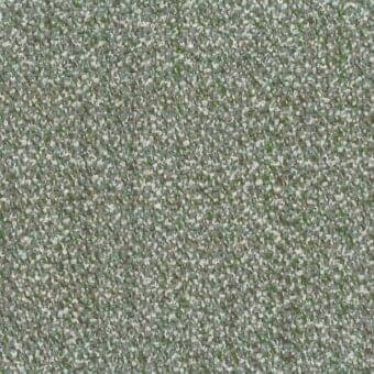 Woven fabric sample, muted gray-green, heathered texture with off-white and beige threads, dense irregular weave, matte finish, Mariani brand label.