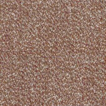 Woven fabric texture with irregular pattern in brown, rust, beige, and cream tones; horizontal and vertical threads create a nubby, heathered surface.