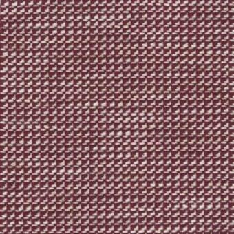 Burgundy and off-white woven textile with irregular block pattern, herringbone weave, matte finish, and visible “mariani accidia 203” label.