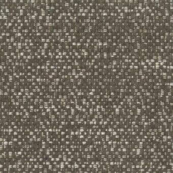 Olive-green twill fabric texture with cream flecks, dense weave, matte finish; “t camilla” label visible, Mariani collection textile sample.