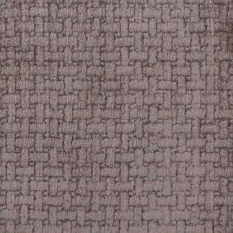 Woven fabric texture, gray-taupe color, brick-like pattern with looped pile; Mariani ‘Le Fate’ label visible, studio lighting.