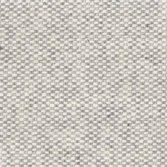Beige woven fabric sample displaying a basketweave texture with speckled gray threads, exhibiting a dense and coarse fiber composition.