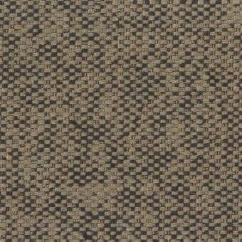 Woven fabric sample with olive green and charcoal gray grid pattern, dense texture, and subtle raised surface; manufacturer code m015 visible.