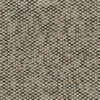 Woven fabric sample with gray, beige, and taupe grid pattern; includes red & brown flecks, matte finish, square motif, and “mariani” label.