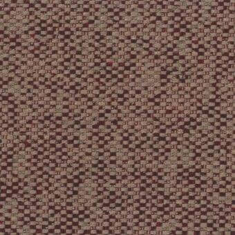 Woven fabric sample with a grid pattern in tan and burgundy, displaying a matte texture and visible yarn intersections; label reads "mariani m015".