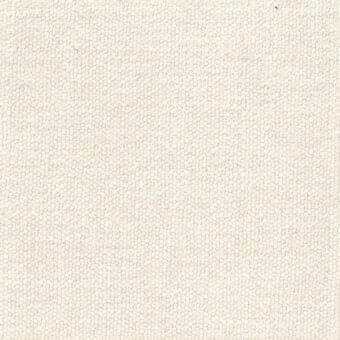 Woven fabric texture in off-white with granular surface, displaying a tight, uniform matte finish and subtle darker flecks throughout.