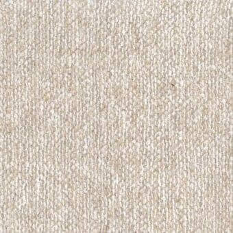 Mariani Trieste fabric sample, off-white woven texture, dense pile with linear pattern and speckled tone, label with product details.