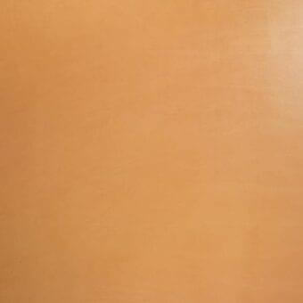 Vegetable-tanned saddle leather sample, golden-brown color, smooth matte finish with natural grain texture, consistent tone, even lighting.