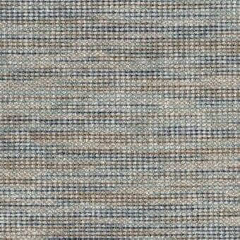 Woven gray fabric with horizontal bands of brown and dark blue, exhibiting a dense, nubby texture suitable for upholstery or drapery.