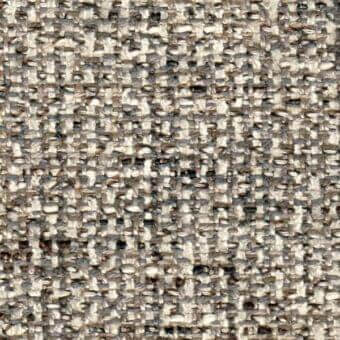 Woven fabric sample, gray-beige twill, diagonal ribbed texture with interspersed brown and cream threads, durable and slightly irregular appearance.