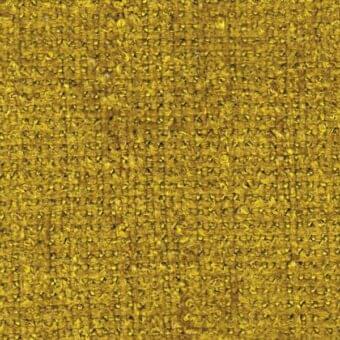 Woven fabric sample, golden-yellow color, dense nubby texture with horizontal and vertical threads, matte finish, indoor upholstery material.