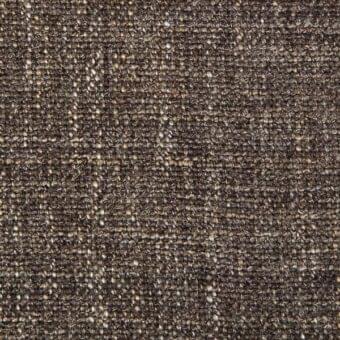 Woven fabric sample, muted brown and beige, heathered texture with irregular nubby weave and varied yarn thickness.