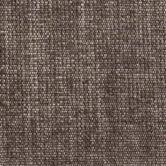 Woven fabric sample, muted brown and beige, dense heathered texture with irregular weave and speckled appearance.