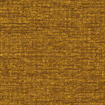 Mustard yellow woven fabric sample with mottled texture, displaying brown and gold threads, vertical striation, and a tight, irregular weave.