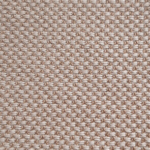 Beige and brown woven fabric sample with a dense, textured nubby weave; label reads “bellavista > fabrics > cat a > 349”.
