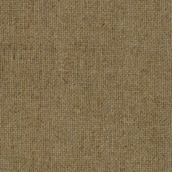Olive-brown woven fabric sample with a dense, regular texture and matte finish; features subtle heathering and product code text.