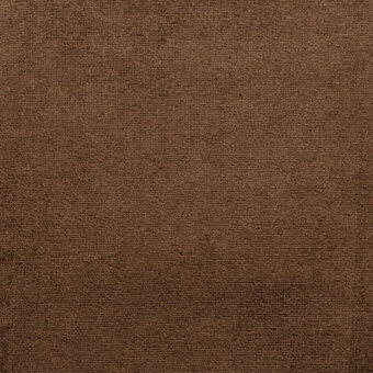 Brown woven fabric sample with a dense, matte texture and regular grid pattern; label reads “bellavista > fabrics > cat c > fh gl 710”.