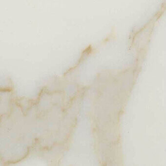 White marble texture with beige and tan irregular veining, polished finish, organic patterns, and a smooth, dense surface against a white backdrop.