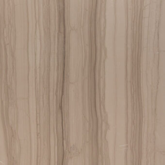 Grigio Striato Elegante marble texture with vertical beige and taupe bands, polished finish, fine grain, neutral warm tones, subtle light reflection.