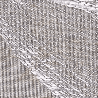 Woven fabric, light gray and white, with diagonal raised stitching forming dense leaf-like motifs and a subtle grid texture.