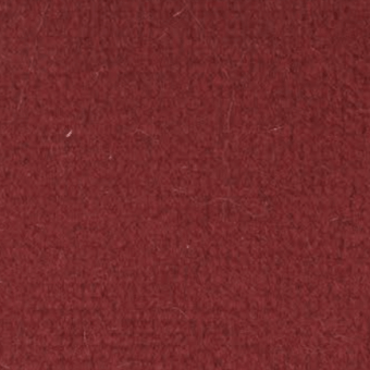 Red textured fabric sample, dense weave with mottled tonal variations, linear markings, matte finish—Bizzotto cushions collection b2–secret 011.