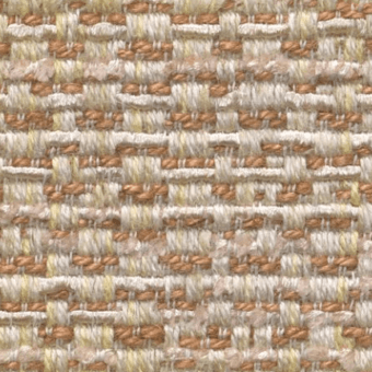 Woven fabric sample with horizontal bands of off-white, beige, and terracotta orange; textured, rustic weave for upholstery.