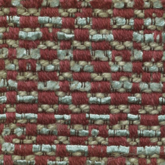 Woven fabric texture, burgundy, olive, and beige horizontal blocks, irregular pattern, thick loose weave, artisanal appearance.