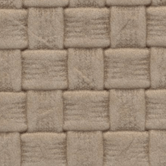 Woven rattan texture, warm beige and taupe tones, rectangular grid pattern with alternating over-under weave and subtle tonal variations.