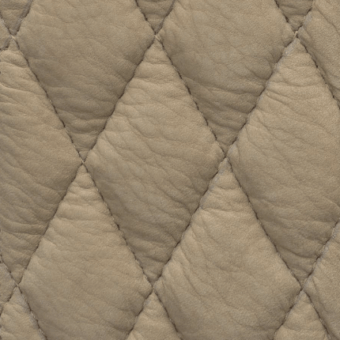 Quilted leather texture in taupe showcases a diamond pattern with stitched seams, matte finish, visible grain, and padded surface.