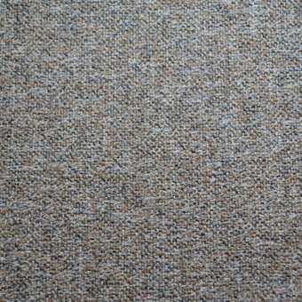 Gray woven fabric sample with heathered beige and tan tones, exhibiting a looped pile texture and speckled surface, labeled “bolzan letti agata”.