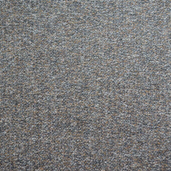 Agata fabric texture by Bolzan Letti, muted gray with tan and light brown speckles, granular and matte surface.