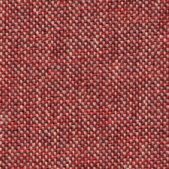 Rosa fabric sample, dense plain weave, speckled texture with beige threads, grid structure, slightly raised nubby surface, studio lighting.